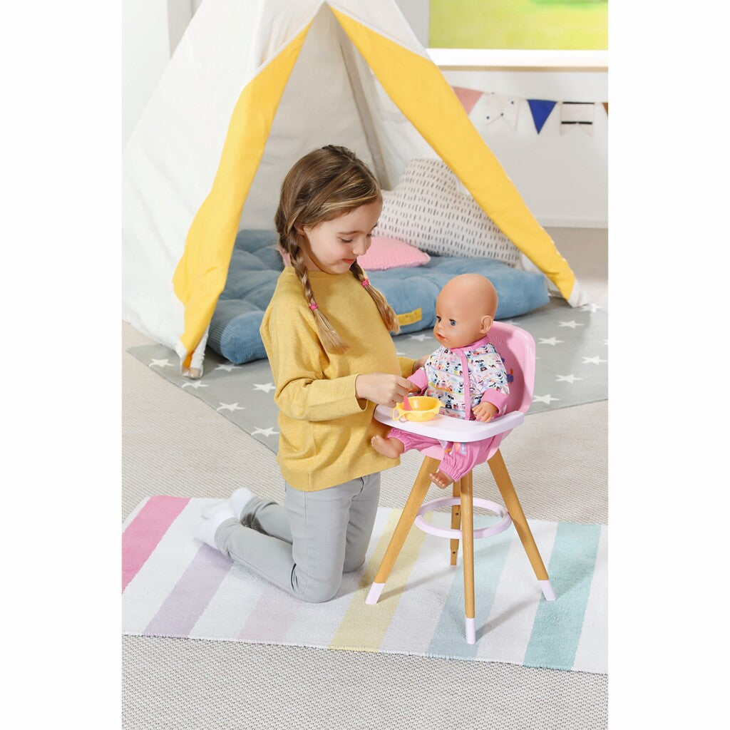 Baby Born Scandinavian High Chair Wood/Pink - For Children 3 Years+
