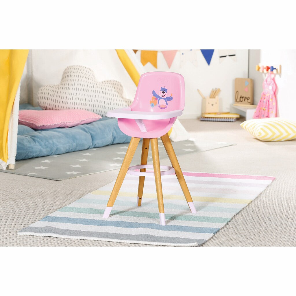 Baby Born Scandinavian High Chair Wood/Pink - For Children 3 Years+