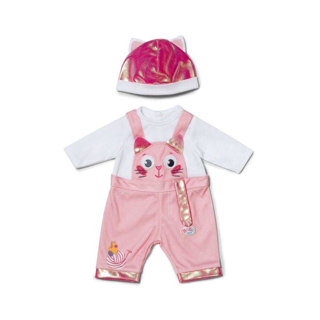 Baby Born Cat Onesie with Hat Pink/White - Cute Doll Outfit