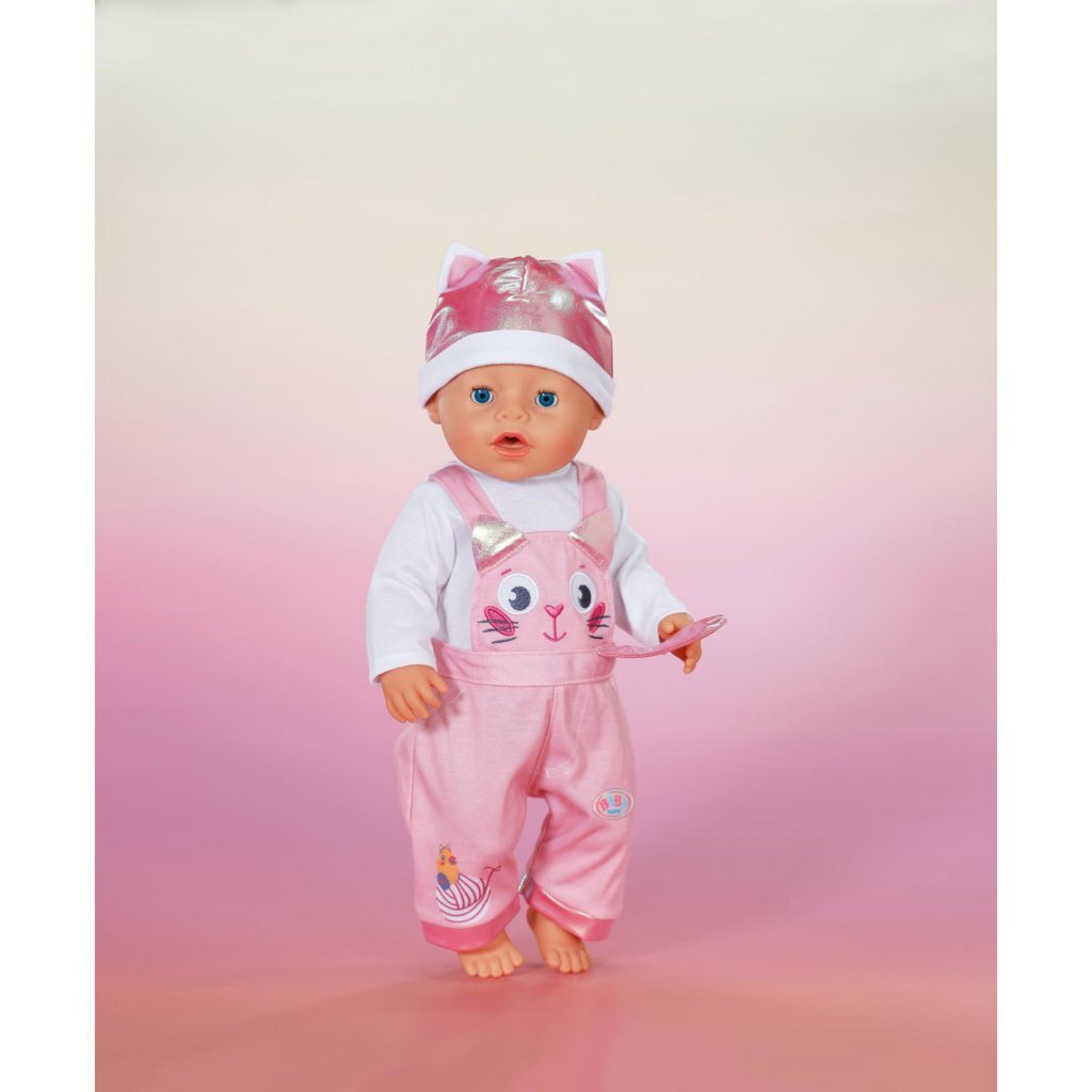 Baby Born Cat Onesie with Hat Pink/White - Cute Doll Outfit