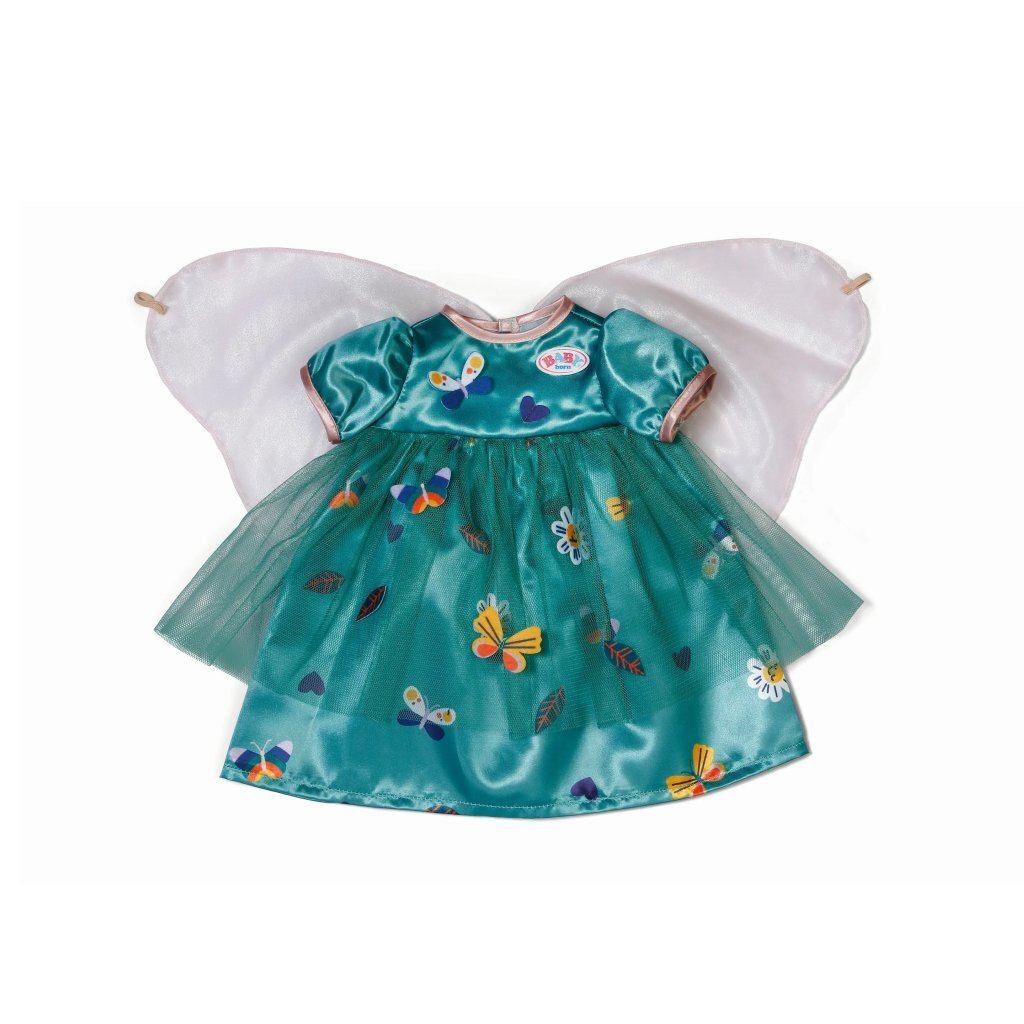 Baby Born Fairy Outfit - Forest Green Dress with Wings for 43 cm Dolls