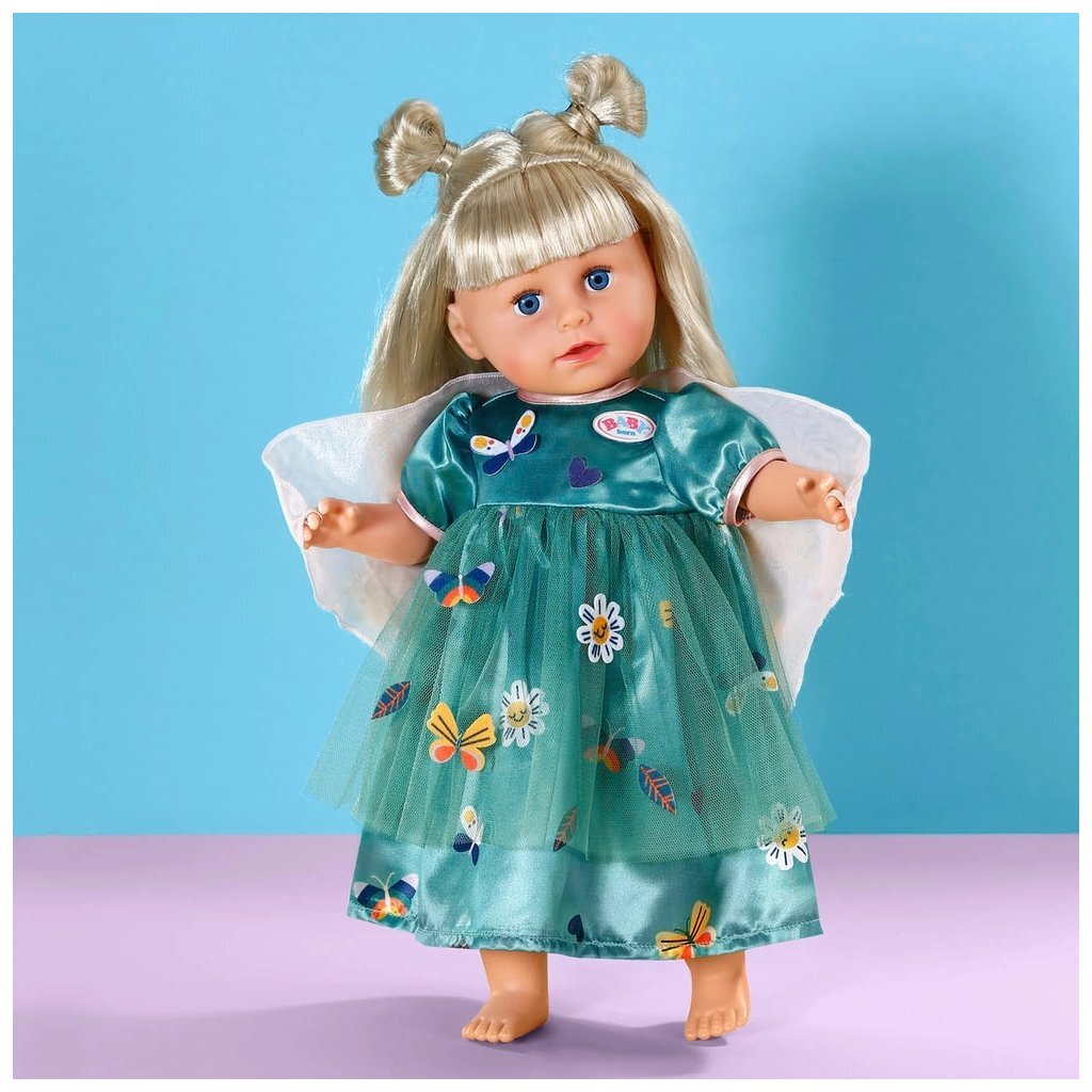 Baby Born Fairy Outfit - Forest Green Dress with Wings for 43 cm Dolls