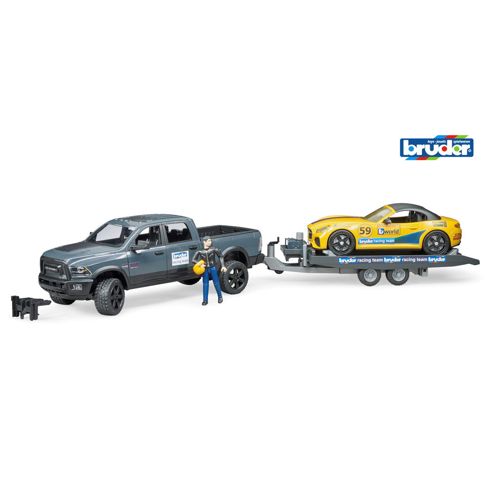Bruder RAM Power Wagon and Roadster Bruder Racing Team + Figure 1:16