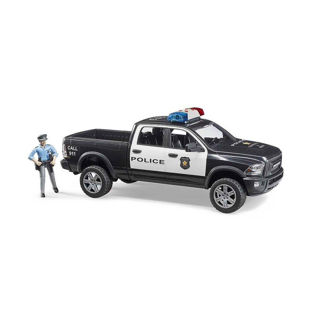Bruder RAM 2500 Police Pick-Up with Police Officer + Light and Sound 1:16