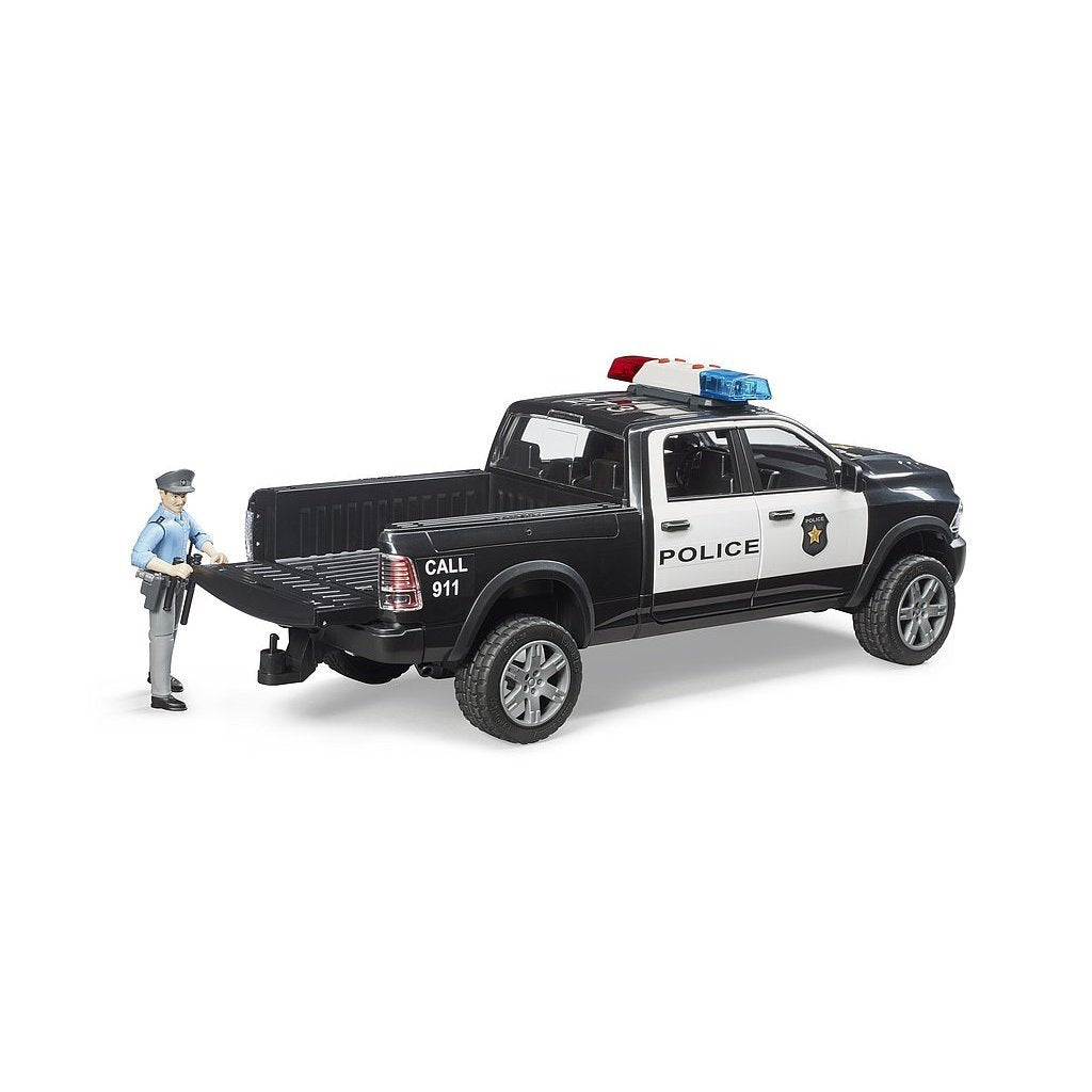 Bruder RAM 2500 Police Pick-Up with Police Officer + Light and Sound 1:16