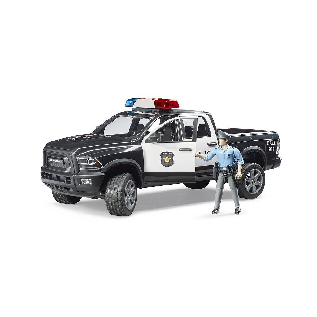 Bruder RAM 2500 Police Pick-Up with Police Officer + Light and Sound 1:16
