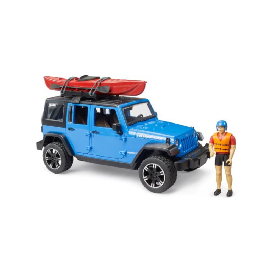 Bruder Jeep Wrangler Rubicon Unlimited with Kayak and Figure
