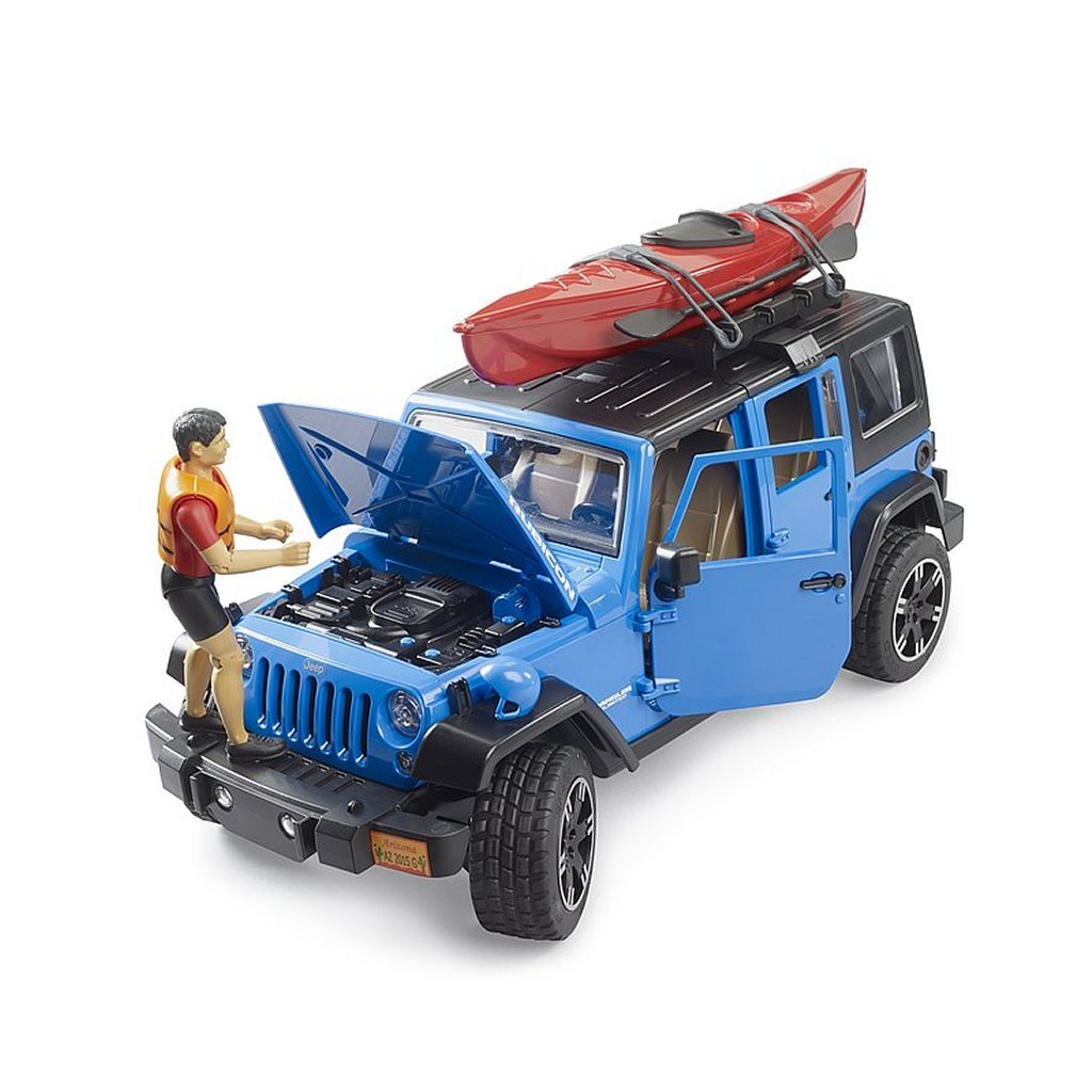 Bruder Jeep Wrangler Rubicon Unlimited with Kayak and Figure