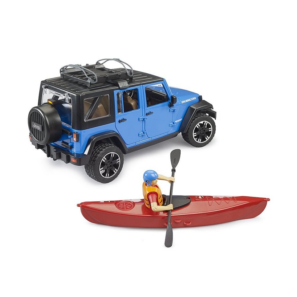 Bruder Jeep Wrangler Rubicon Unlimited with Kayak and Figure