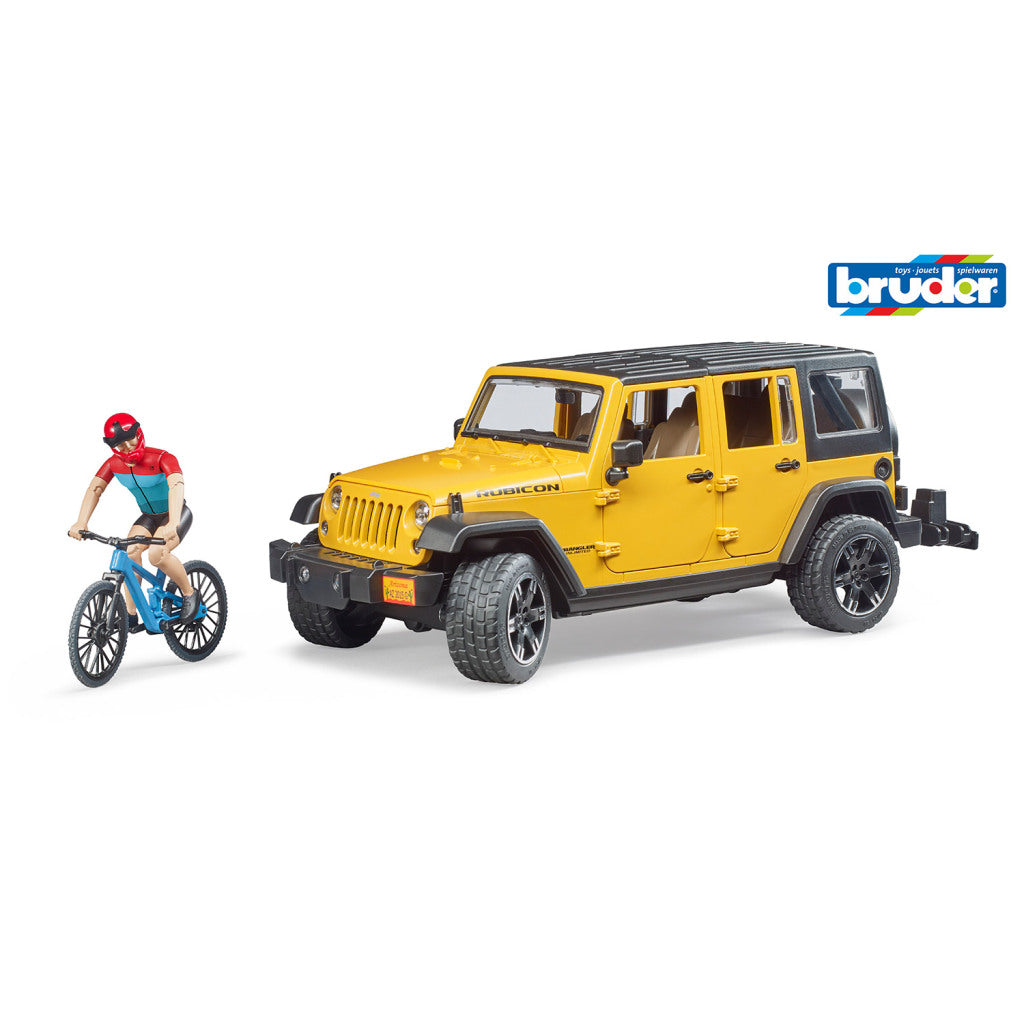 Bruder Wrangler Rubicon Jeep with Mountain Biker