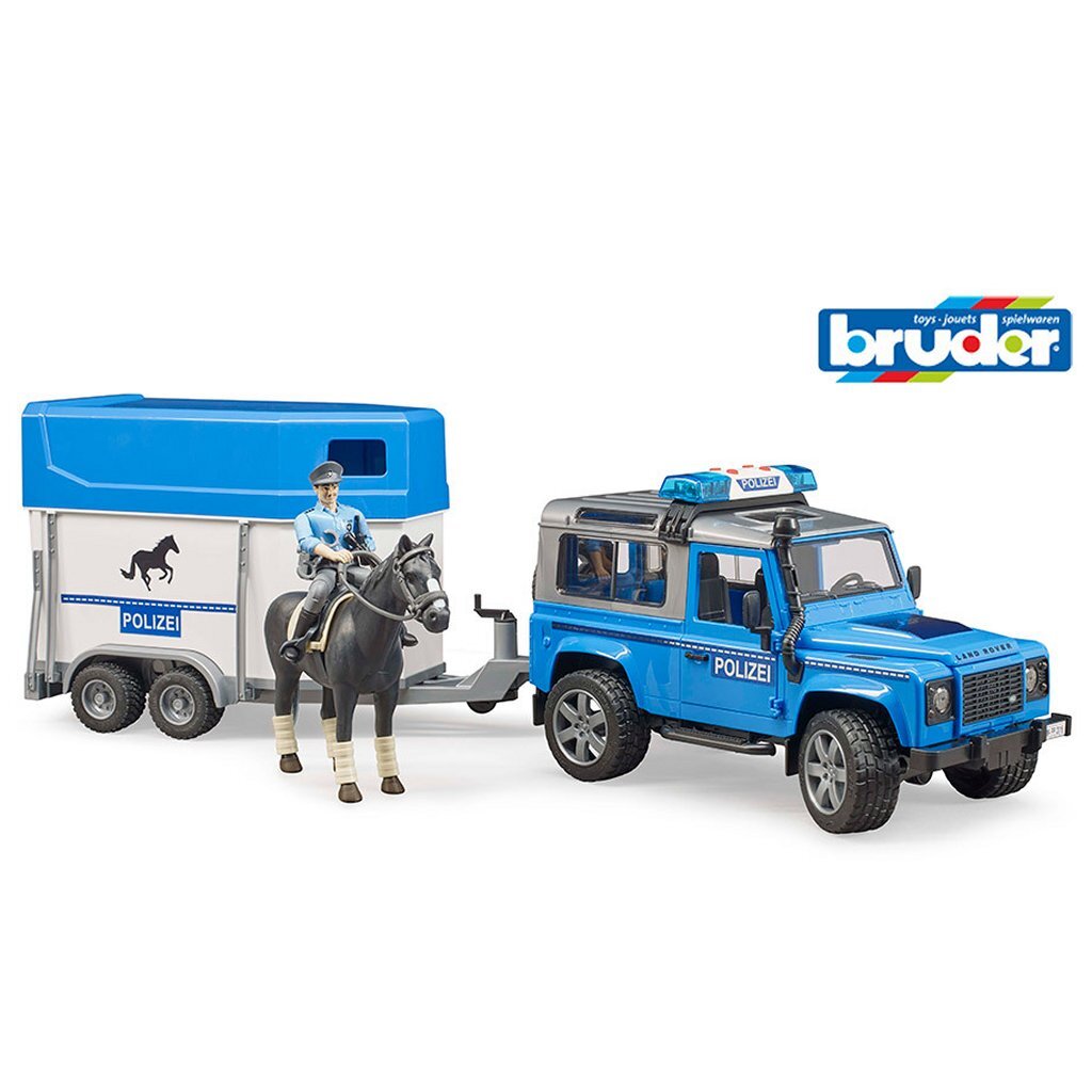 Bruder Police Jeep with Horse Trailer, Horse and Figure, Light and Sound