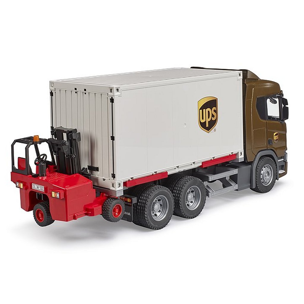 Bruder Scania Super 560R UPS Logistics Truck with Forklift and Pallets - Model 03582