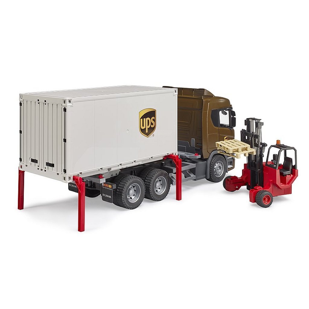 Bruder Scania Super 560R UPS Logistics Truck with Forklift and Pallets - Model 03582
