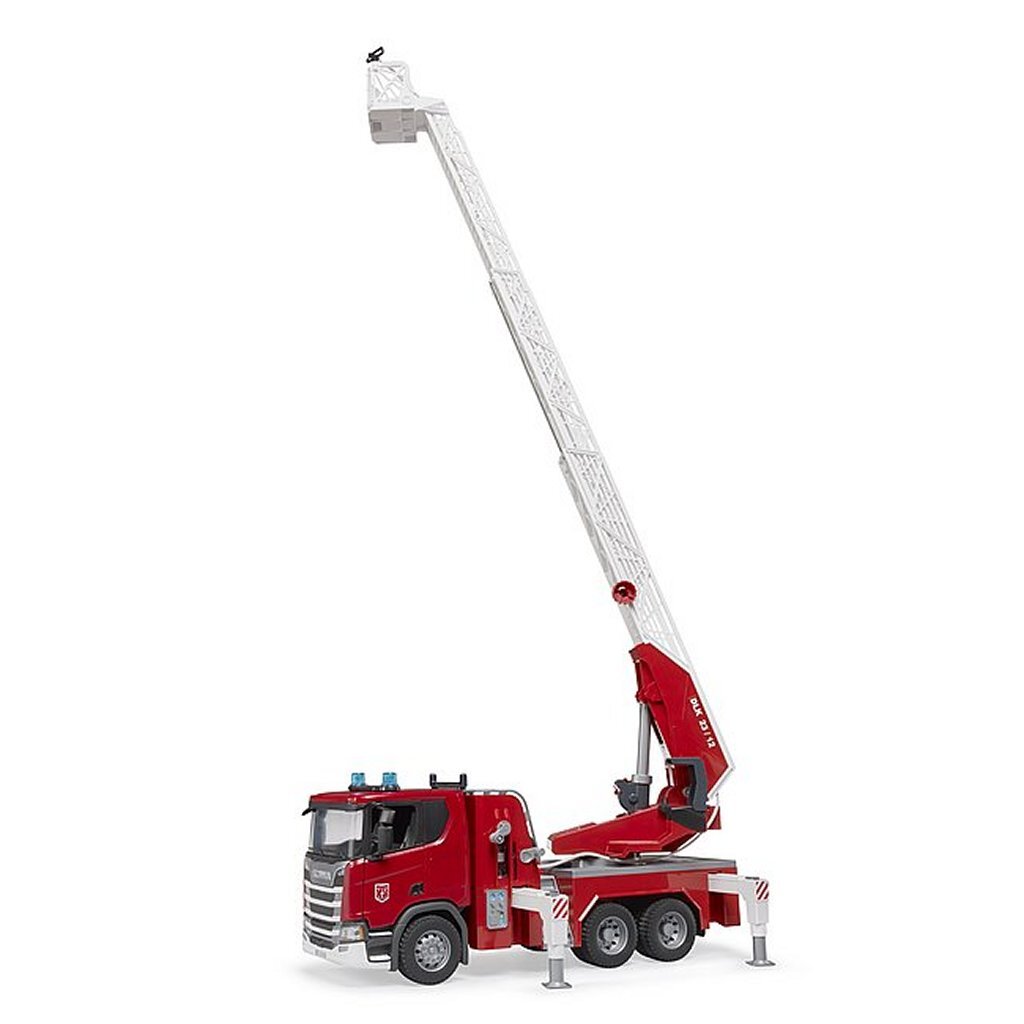 Bruder Scania Super 560R Fire Truck with Turntable Ladder, Water Pump, Light and Sound - Model 03591