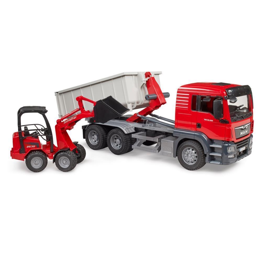 Bruder Man Truck with Roll-off Container + Schaeff Mini Excavator 03624