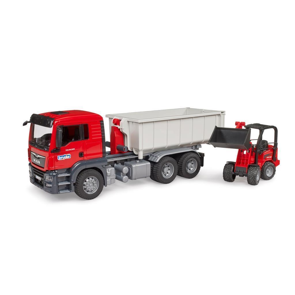 Bruder Man Truck with Roll-off Container + Schaeff Mini Excavator 03624