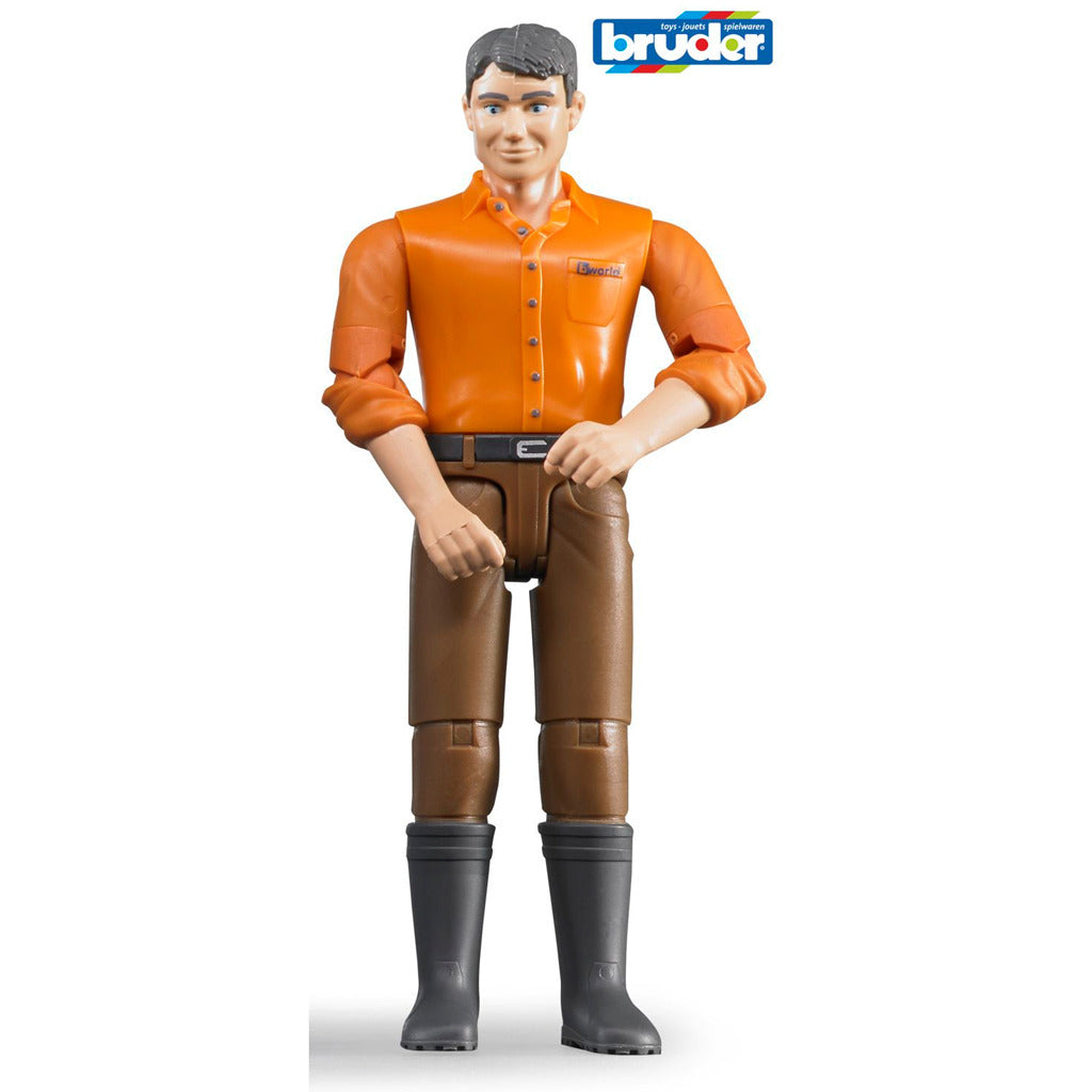Bruder Man with Brown Trousers and Orange Shirt