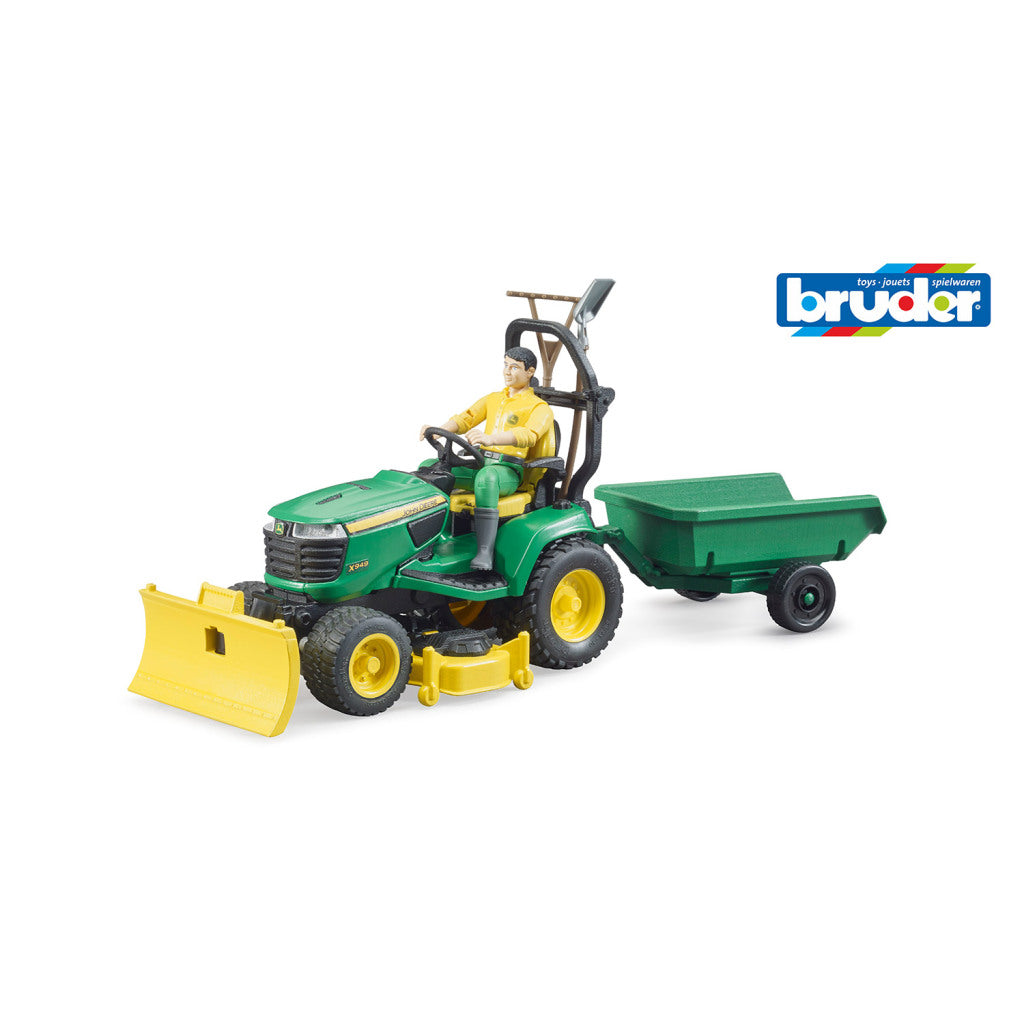 Bruder 62104 Bworld John Deere Ride-on Mower + Trailer and Gardener