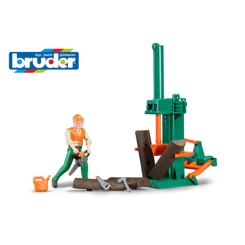 Bruder Log Splitter with Figure and Logs + Accessories 62650