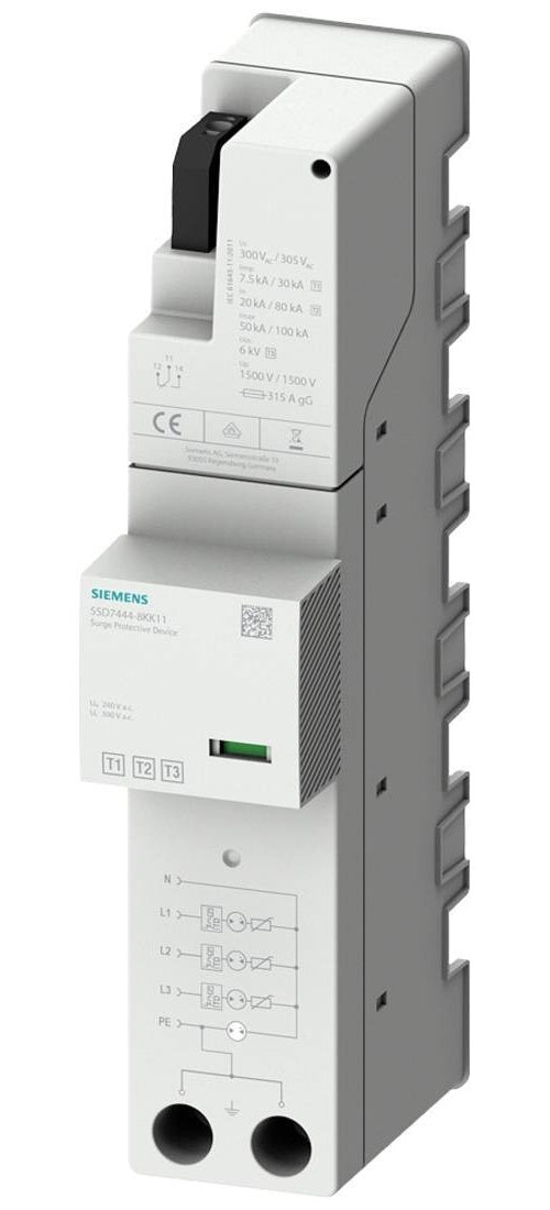 Siemens 5SD7444-8KK11 Kombi-Ableiter Typ 1 + 2 Anforderungs- klasse B+C, UC 300V (5SD74448KK11) afbeelding 1