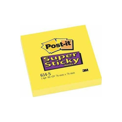 Post-It 654-S Klebezettel Quadratisch Gelb 90 Blätter (654-S6 (1 PACK = 12 BLÖCKE)) afbeelding 1