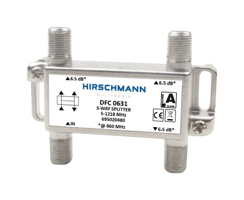 Hirschmann 695020480 CATV Splitter 5.8 dB - 3 Outputs - 5-1218 MHz