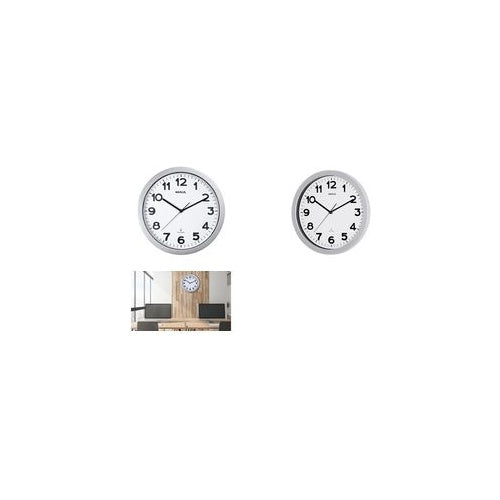 MAUL Wanduhr/Funkuhr MAULstep, Durchmesser: 400 mm, silber automatische Synchronisation, Batteriebetrieb, inkl. 1x - 1 Stück (9054095) afbeelding 1