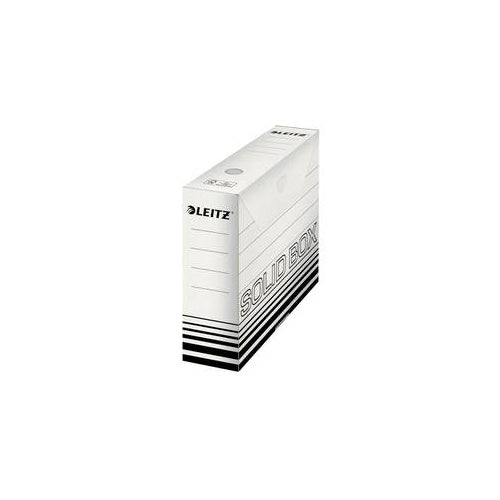 LEITZ Archiv-Schachtel Solid, weiß/schwarz (B)80 mm 100% geriffelter Recyclingkarton, doppelter Boden & Wände, - 10 Stück (6127-00-01) afbeelding 1