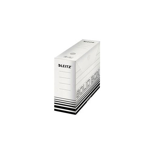 LEITZ Archiv-Schachtel Solid, weiß/schwarz (B)100 mm 100% geriffelter Recyclingkarton, doppelter Boden & Wände, - 10 Stück (6128-00-01) afbeelding 1