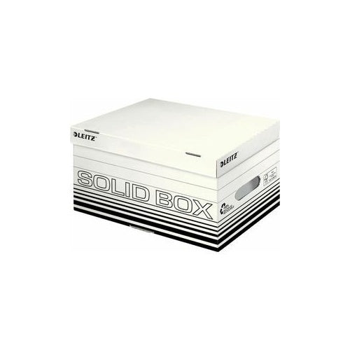 LEITZ Archiv-Klappdeckelbox Solid S, weiß/schwarz 100% geriffelter Recyclingkarton, doppelter Boden & Wände, - 10 Stück (6117-00-01) afbeelding 1