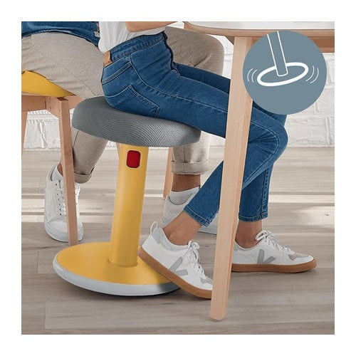 LEITZ Sitz-Steh-Hocker Ergo Cosy Aktiv, gelb höhenverstellbar von 45 - 79 cm über rote Entrieglungstaste, - 1 Stück (6518-00-19) afbeelding 5