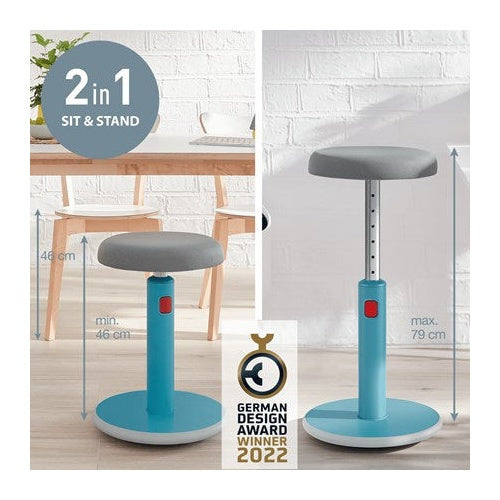 LEITZ Sitz-Steh-Hocker Ergo Cosy Aktiv, blau höhenverstellbar von 45 - 79 cm über rote Entrieglungstaste, - 1 Stück (6518-00-61) afbeelding 2