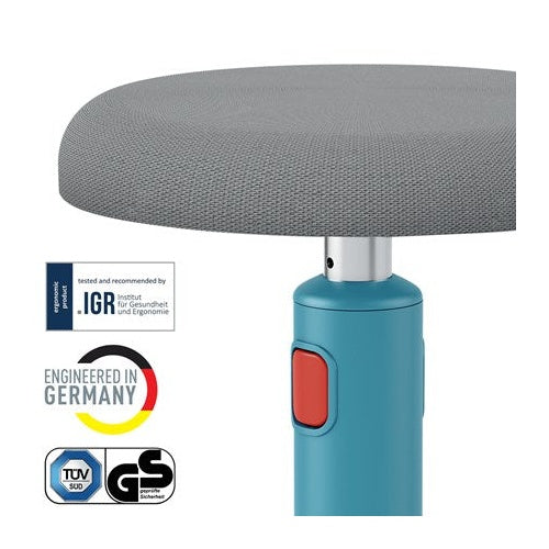 LEITZ Sitz-Steh-Hocker Ergo Cosy Aktiv, blau höhenverstellbar von 45 - 79 cm über rote Entrieglungstaste, - 1 Stück (6518-00-61) afbeelding 3