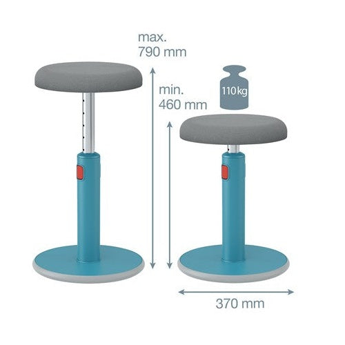 LEITZ Sitz-Steh-Hocker Ergo Cosy Aktiv, blau höhenverstellbar von 45 - 79 cm über rote Entrieglungstaste, - 1 Stück (6518-00-61) afbeelding 6