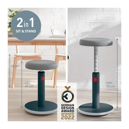 LEITZ Sitz-Steh-Hocker Ergo Cosy Aktiv, grau höhenverstellbar von 45 - 79 cm über rote Entrieglungstaste, - 1 Stück (6518-00-89) afbeelding 2