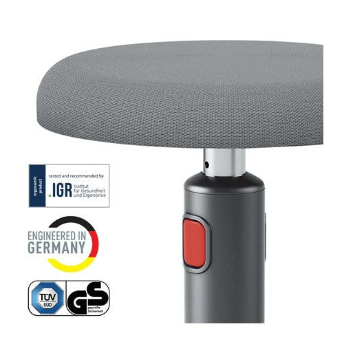 LEITZ Sitz-Steh-Hocker Ergo Cosy Aktiv, grau höhenverstellbar von 45 - 79 cm über rote Entrieglungstaste, - 1 Stück (6518-00-89) afbeelding 3