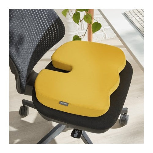 LEITZ Sitzkissen Ergo Cosy, gelb ergonomisches, orthopädisches Sitzkissen, Stoffbezug - 1 Stück (5284-00-19) afbeelding 2