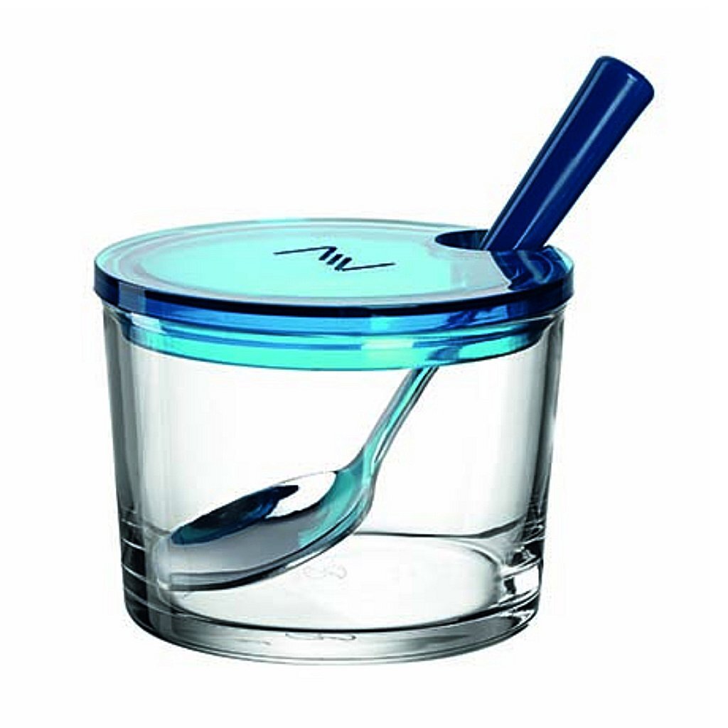 Montana Jam Jar 10 cm + Spoon Blue/Glass