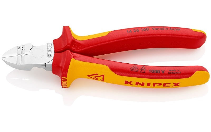 Knipex 14 26 160 VDE Abisolier-Seitenschneider mit Facette 160 mm afbeelding 4
