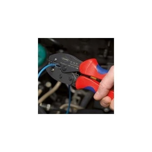 Anwendung: isolierte Kabelschuhe + Steckverbinder - für lötfreie elektrische Verbindungen - gleichbleibend hohe Crimpqualität durch Präzisionsprofile und Zwangssperre (entriegelbar) - Crimpdruck ist werkseitig präzise eingestellt (kalibrier afbeelding 1