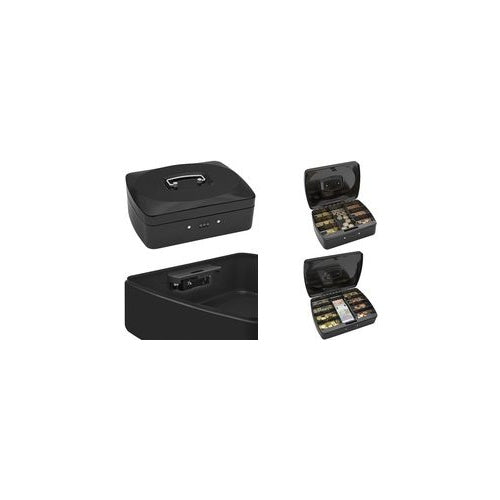 WEDO Geldkassette mit Zahlenschloss, 7 Fächer, schwarz aus pulverbeschichtetem, nahtlos gezogenem Stahl gefertigt, - 1 Stück (146 321Z) - 4003801863658 - image 1