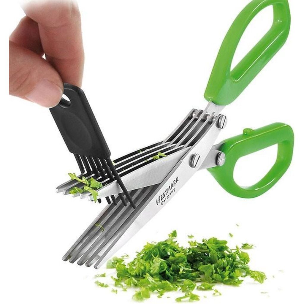 Westmark Herb Scissors + Comb 20 cm Green - 5 Stainless Steel Blades