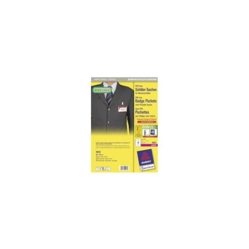 AVERY Zweckform Namensschild-Tasche, 90 x 60 mm transparent, aus PVC-freiem Material, mit 3-fach Lochung zur (4823) afbeelding 1