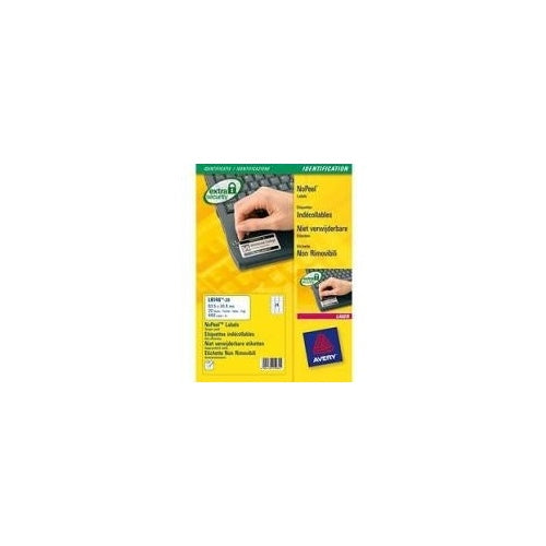 Avery NoPeel Labels L6146 - Nicht ablösbare Polymeretiketten - weiß - 33,9 x 63,5 mm - 480 Etikett(en) (20 Bogen x 24) (L6146-20) afbeelding 1