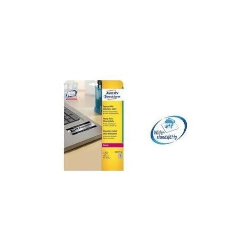 Avery Heavy Duty Laser Labels L6011 - Polyesteretiketten - Silber - 29,6 x 63,5 mm 540 Stck. (20 Bogen x 27) (L6011-20) afbeelding 1