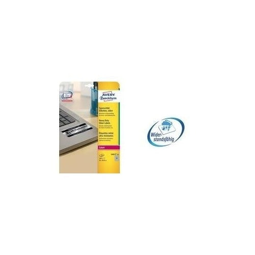 Avery Zweckform Typenschild-Etiketten L6013-20, 210 x 297 mm, 20 Etiketten, silber Wetterfeste silberne Etiketten aus hochwertiger Polyesterfolie für Laserdrucker (L6013-20) afbeelding 1