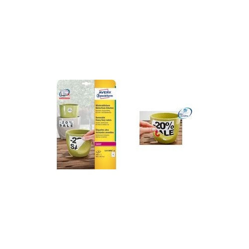 Avery Zweckform L4776REV - Selbstklebende, abnehmbare, matte Polyester-Folienetiketten für den Außenbereich - weiß - 99,1 x 42,3 mm 240 Etikett(en) (20 Bogen x 12) (L4776REV-20) afbeelding 1