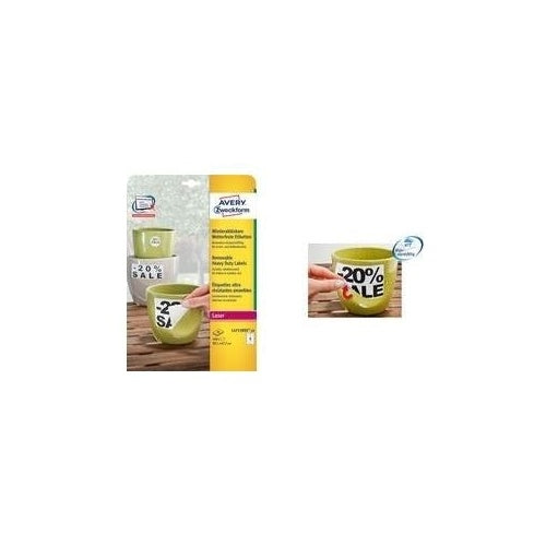 Avery Zweckform - Polyester, Polyethylenterephthalat (PET) - matt - stark klebend - beschichtet - weiß - 30 mm rund 960 Etikett(en) (20 Bogen x 48) Etiketten (L4716REV-20) afbeelding 1