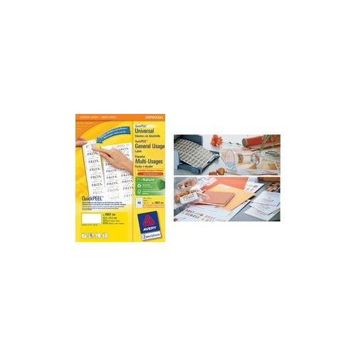 Avery Zweckform Universal - Permanente, selbstklebende Papieretiketten - weiß - 48,5 x 25,4 mm - 8000 Etikett(en) (200 Bogen x 40) (3657-200) afbeelding 1