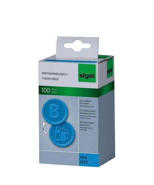 Sigel SI-WM005 Waardemunten Kunststof 100 Stuks 25mm Bier Blauw afbeelding 1